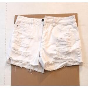 Nature Denim White Distressed Shorts Size M
